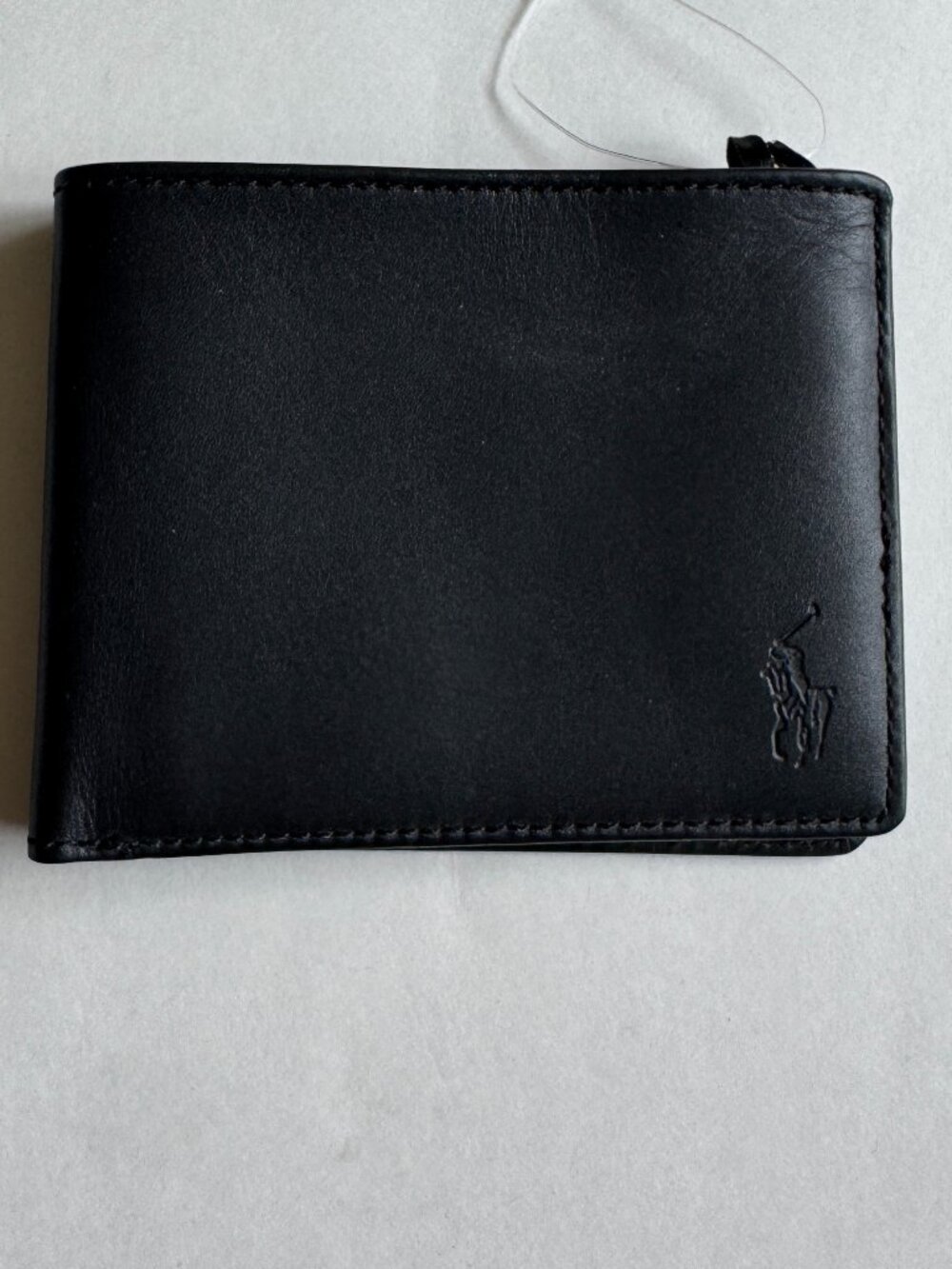 Mens Polo Ralph Lauren Pony Logo Leather Bifold Wallet Black - Picture 2 of 6